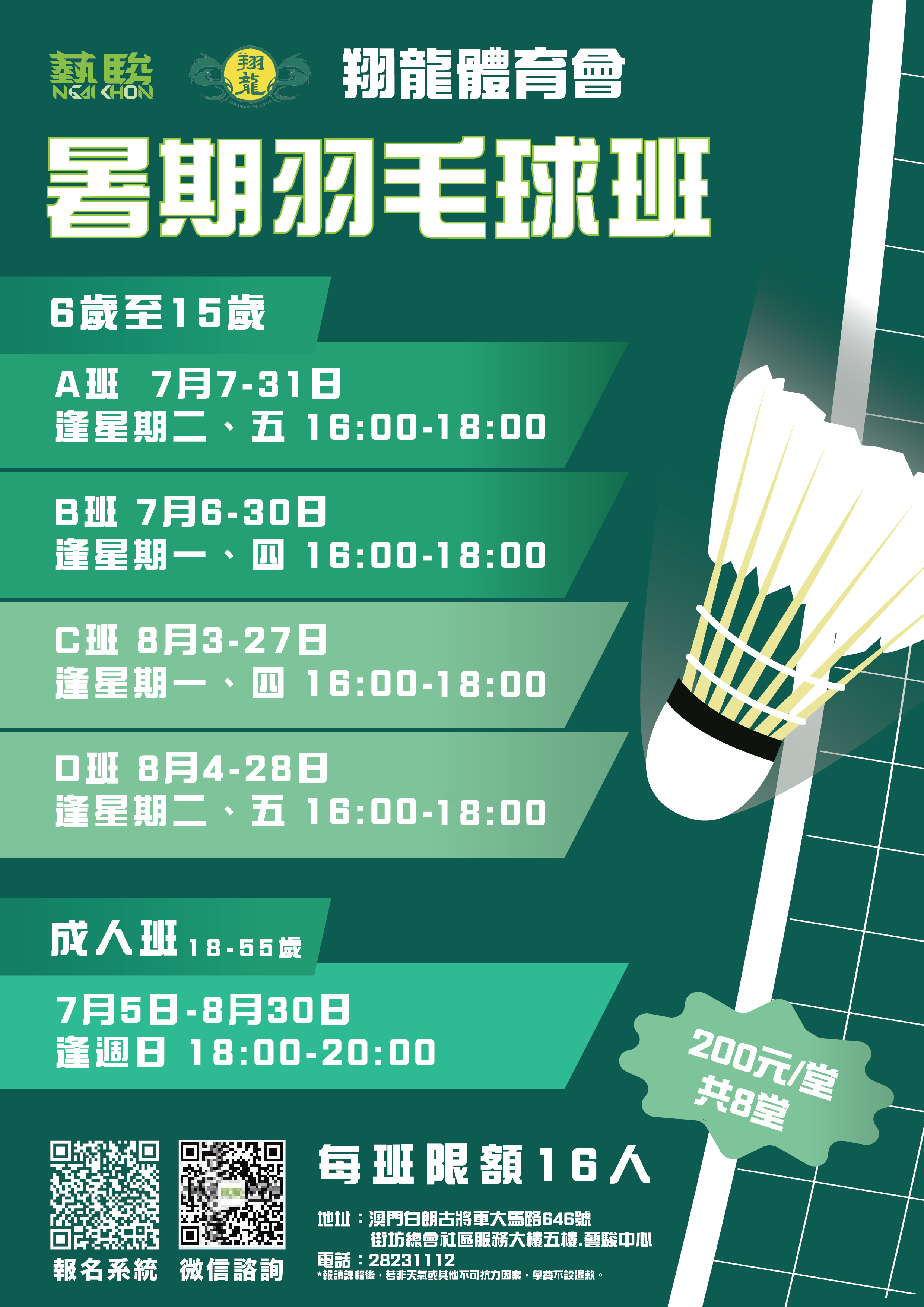 翔龍羽毛球暑期D班